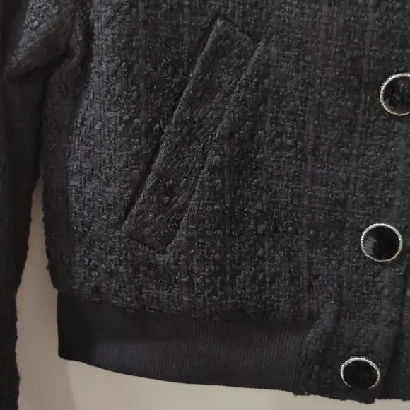 Truth By Republic Black Tweed Bomber Jacket NWT - Picture 2 of 7